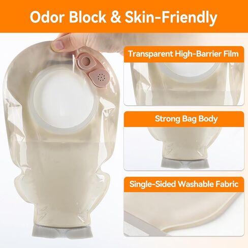 15 PCS Colostomy Bags, Two-Piece Ostomy Bags 15mm-57mm Cut-to-Fit Stoma Ostomy Supply, Ultra-Soft Cloth Backing with 1.3X Leakproof Hydrocolloid Barrier (10 Pouches + 5 Flanges) in Saudi Arabia