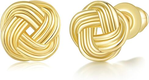 MINDDHA 14K Gold Plated Stud Earrings | 925 Sterling Silver Post | Love Knot Stud | Gold, Silver Earrings for Women in Saudi Arabia