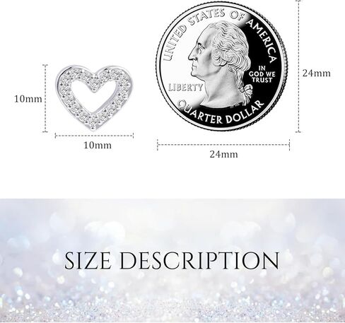 Silver Plated Heart Stud Earrings with Cubic Zirconia for Women, Small Dainty Studs Earrings Hypoallergenic in Kuwait