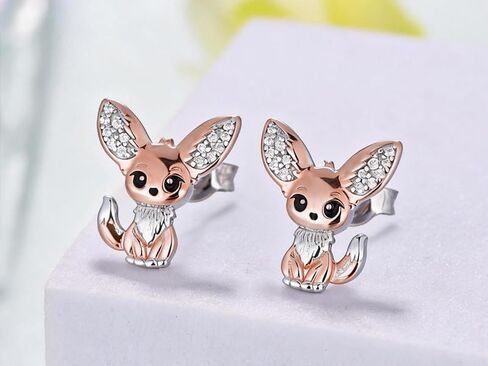 Fennec Fox Earrings 925 Sterling Silver Fox Stud Earrings Fennec Jewelry Gifts for Women in Saudi Arabia