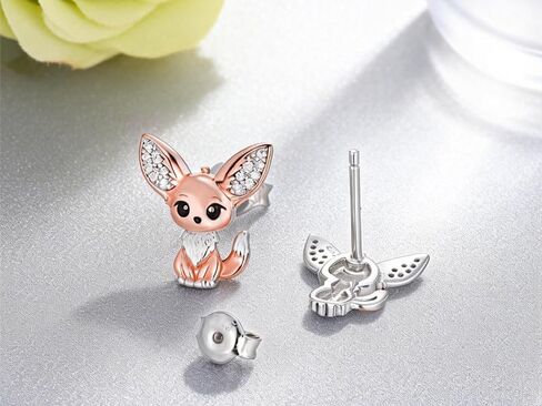 Fennec Fox Earrings 925 Sterling Silver Fox Stud Earrings Fennec Jewelry Gifts for Women in Saudi Arabia