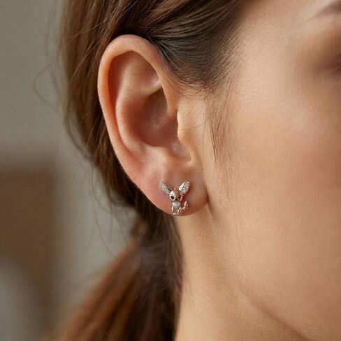 Fennec Fox Earrings 925 Sterling Silver Fox Stud Earrings Fennec Jewelry Gifts for Women in Saudi Arabia