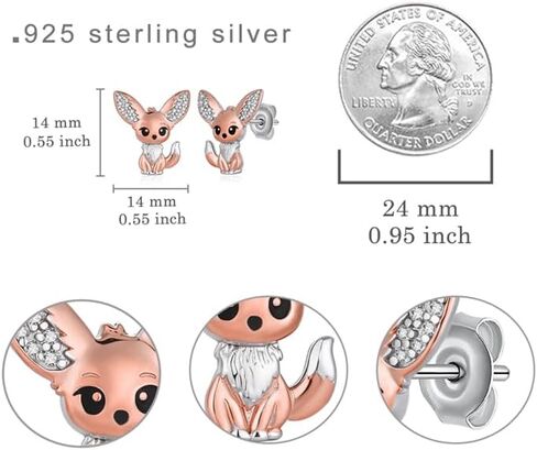Fennec Fox Earrings 925 Sterling Silver Fox Stud Earrings Fennec Jewelry Gifts for Women in Saudi Arabia