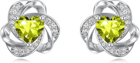 Seiyang Love Knot Earrings 925 Sterling Silver Love Knot Stud Earrings with 12 Months Heart Birthstone Jewelry Gifts for Women in Kuwait