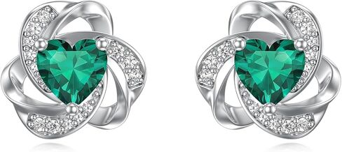 Seiyang Love Knot Earrings 925 Sterling Silver Love Knot Stud Earrings with 12 Months Heart Birthstone Jewelry Gifts for Women in Kuwait