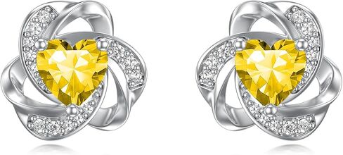 Seiyang Love Knot Earrings 925 Sterling Silver Love Knot Stud Earrings with 12 Months Heart Birthstone Jewelry Gifts for Women in Kuwait