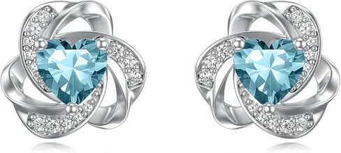 Seiyang Love Knot Earrings 925 Sterling Silver Love Knot Stud Earrings with 12 Months Heart Birthstone Jewelry Gifts for Women in Kuwait