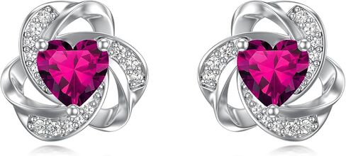 Seiyang Love Knot Earrings 925 Sterling Silver Love Knot Stud Earrings with 12 Months Heart Birthstone Jewelry Gifts for Women in Kuwait