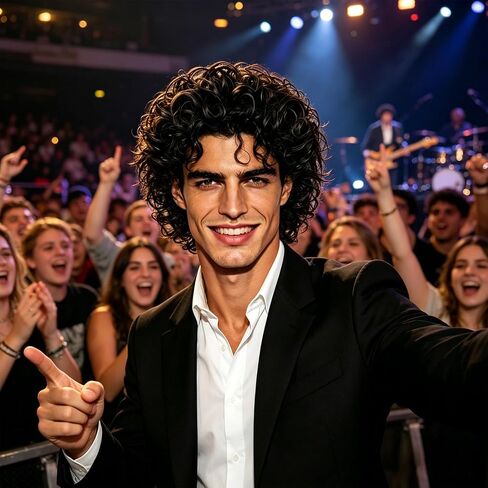 Men's Short Curly Wig Black Wet Look - 70s 80s Rock Star Cosplay Costume Hairpiece - Synthetic Tightly Coiled Afro Wigs for Halloween Party Stage Performance in Saudi Arabia