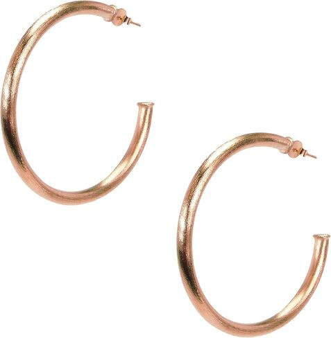 Sheila Fajl Small Everybody's Favorite 2 Inch Tubular Lightweight Hoop Earrings in Brushed 18k Rose Gold Plated in Saudi Arabia