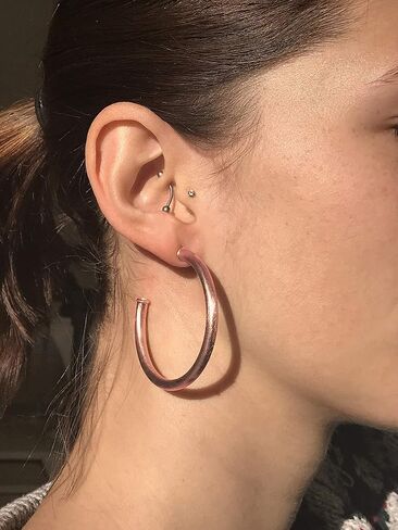 Sheila Fajl Small Everybody's Favorite 2 Inch Tubular Lightweight Hoop Earrings in Brushed 18k Rose Gold Plated in Saudi Arabia