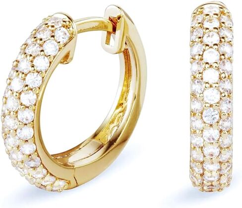 Fully Iced Cz Honey Comb Flower Set Men's Women 3D Gold Hoops Cartilage Cuff Yellow Gold Plated 925 Sterling Silver Post Ice Out Unisex Huggie Hoop Earrings For Men Jewelry Gifts For Dad Fathers in Saudi Arabia