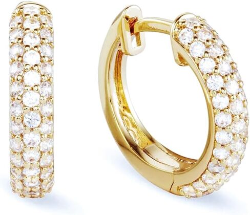 Fully Iced Cz Honey Comb Flower Set Men's Women 3D Gold Hoops Cartilage Cuff Yellow Gold Plated 925 Sterling Silver Post Ice Out Unisex Huggie Hoop Earrings For Men Jewelry Gifts For Dad Fathers in Saudi Arabia