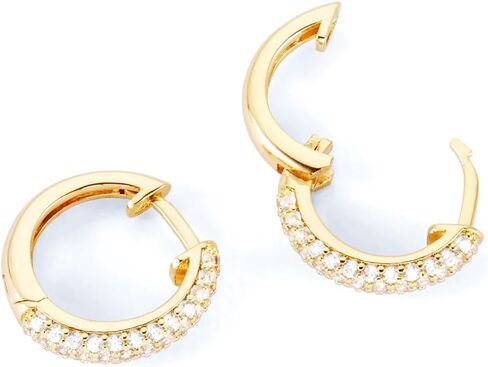 Fully Iced Cz Honey Comb Flower Set Men's Women 3D Gold Hoops Cartilage Cuff Yellow Gold Plated 925 Sterling Silver Post Ice Out Unisex Huggie Hoop Earrings For Men Jewelry Gifts For Dad Fathers in Saudi Arabia