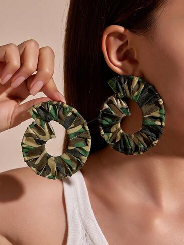 Boho Camouflage Big Hoop Earrings For Women Lightweight Large Hoop Earrings For Women in Saudi Arabia