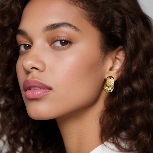 Chunky Hoop Earrings for Women - 18K Gold Plated Big Thick Earring Trendy Stud Set Fashion Gifts Formal Wedding Party Birthday Decoration in Saudi Arabia