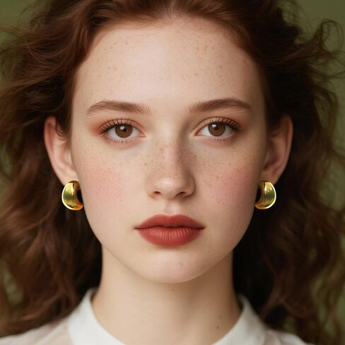 Chunky Hoop Earrings for Women - 18K Gold Plated Big Thick Earring Trendy Stud Set Fashion Gifts Formal Wedding Party Birthday Decoration in Saudi Arabia