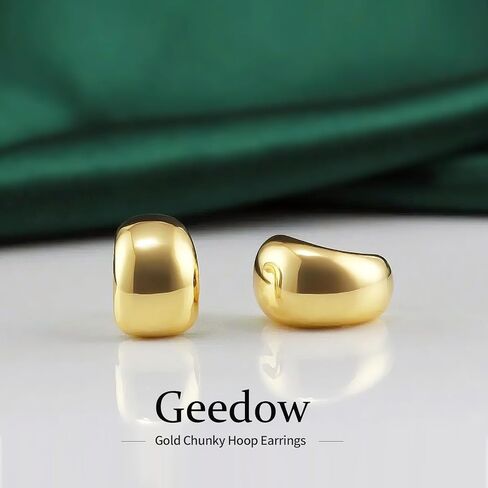 Chunky Hoop Earrings for Women - 18K Gold Plated Big Thick Earring Trendy Stud Set Fashion Gifts Formal Wedding Party Birthday Decoration in Saudi Arabia