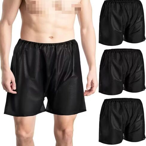 شورت بوكسر رجالي غير محدود للاستعمال مرة واحدة - 10 عبوات L/XL - بولي بروبيلين سبونبوند ناعم، ملفوف بشكل فردي، ملابس داخلية صحية للاستخدام في المنتجعات الصحية والسفر والمستشفى والتدليك والصالون باللون الأسود in Kuwait