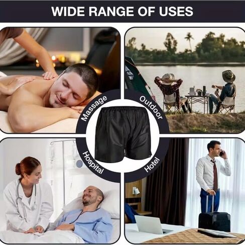 شورت بوكسر رجالي غير محدود للاستعمال مرة واحدة - 10 عبوات L/XL - بولي بروبيلين سبونبوند ناعم، ملفوف بشكل فردي، ملابس داخلية صحية للاستخدام في المنتجعات الصحية والسفر والمستشفى والتدليك والصالون باللون الأسود in Kuwait