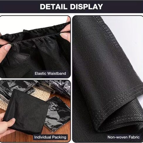 شورت بوكسر رجالي غير محدود للاستعمال مرة واحدة - 10 عبوات L/XL - بولي بروبيلين سبونبوند ناعم، ملفوف بشكل فردي، ملابس داخلية صحية للاستخدام في المنتجعات الصحية والسفر والمستشفى والتدليك والصالون باللون الأسود in Kuwait