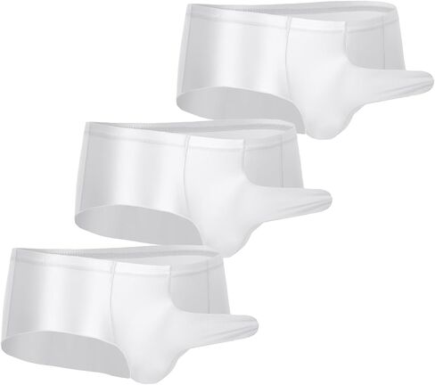 AUBIG Men's Shiny Metallic Mini Boxer Briefs Oil Shiny Glossy Panties Sheer Underpants Low Waist Panties in Saudi Arabia