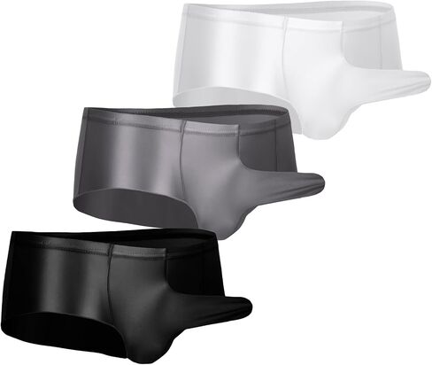 AUBIG Men's Shiny Metallic Mini Boxer Briefs Oil Shiny Glossy Panties Sheer Underpants Low Waist Panties in Saudi Arabia
