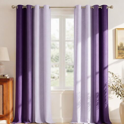 Burnt Orange 100% Blackout Curtains,Darkening Thermal Insulated Orange White Room Ombre Linen Blackout Curtains for Bedroom,84 Inches Long Drapes for Living Room Grommet Window Treatments,2 Panels in Saudi Arabia