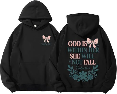 God Is Within Her She Will Not Fall Hoodie Christian Bible Shirt Coquette Christian Jesus Sweatshirts Women in Kuwait