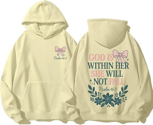 God Is Within Her She Will Not Fall Hoodie Christian Bible Shirt Coquette Christian Jesus Sweatshirts Women in Saudi Arabia
