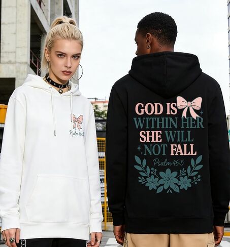 God Is Within Her She Will Not Fall Hoodie Christian Bible Shirt Coquette Christian Jesus Sweatshirts Women in Kuwait