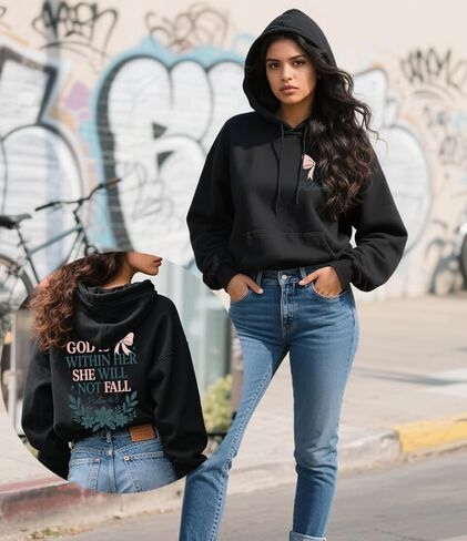 God Is Within Her She Will Not Fall Hoodie Christian Bible Shirt Coquette Christian Jesus Sweatshirts Women in Kuwait