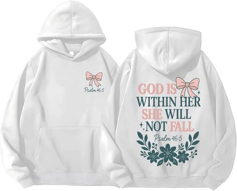 God Is Within Her She Will Not Fall Hoodie Christian Bible Shirt Coquette Christian Jesus Sweatshirts Women in Kuwait