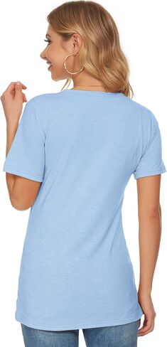WNEEDU Womens T Shirts Short Sleeve Crewneck Loose Summer Tees Basic Tops in Saudi Arabia