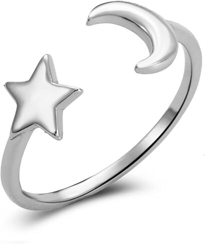 Moon and Star Ring for Women Gold Plated Moon and Star Finger Rings Adjustable Moons and Stars Ring in Kuwait