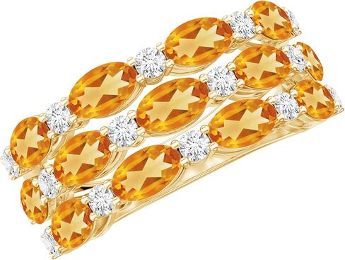 Natural Citrine Wide Wedding Band in Silver, Aaa Quality, Certified Citrine Diamond Ring - With Jewelry Box in Saudi Arabia