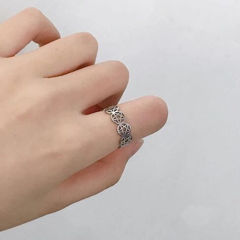 Pentacle Ring Silver Stainless Steel Genderless Wicca Pagan Protection Star Band Sizes 6-10 (9) in Saudi Arabia