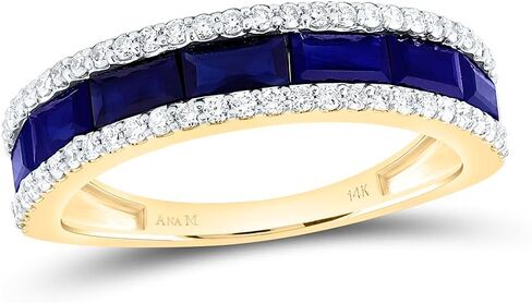 Jewels By Lux 14K Yellow Gold Natural Diamond Ana M Baguette Natural Gem Band in Kuwait