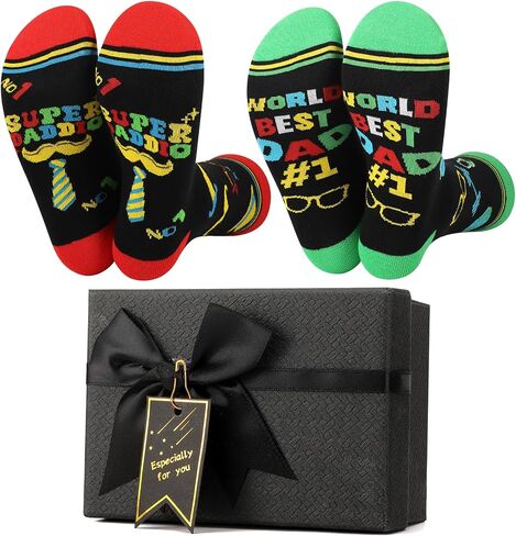 2 pair World Best Dad Crew Socks Funny Socks for Dad Uncle Grandpa Son Grandson Husband Father's Day Gifts 2026 for Men in Saudi Arabia
