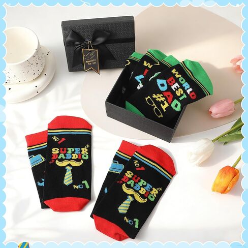 2 pair World Best Dad Crew Socks Funny Socks for Dad Uncle Grandpa Son Grandson Husband Father's Day Gifts 2026 for Men in Saudi Arabia