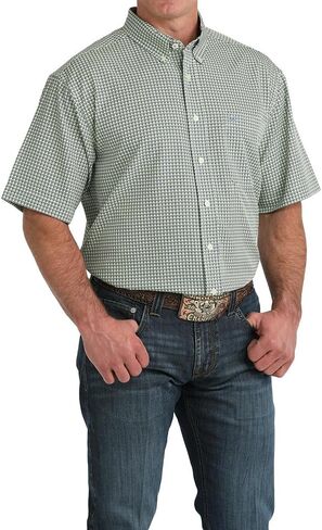 Cinch Men's Green Print ArenaFlex Short Sleeve Shirt in Kuwait