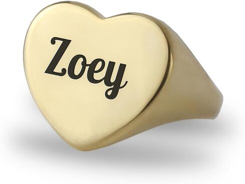 14k Gold Initials Signet Ring - Couples Engraved Heart Shaped Unisex Name Ring in Saudi Arabia