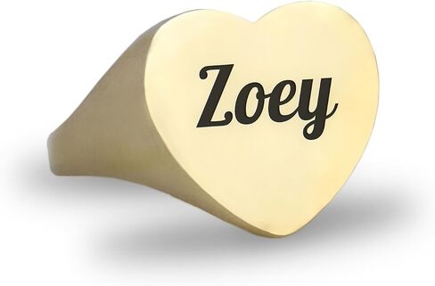 14k Gold Initials Signet Ring - Couples Engraved Heart Shaped Unisex Name Ring in Saudi Arabia