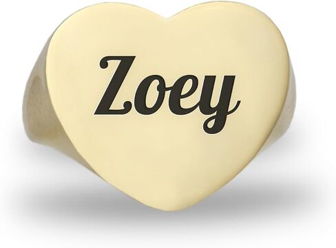 14k Gold Initials Signet Ring - Couples Engraved Heart Shaped Unisex Name Ring in Saudi Arabia