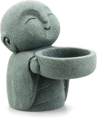 Mini Buddha Statue for Good Luck, Zen Monk Figurine, Feng Shui Decor for Home Office Desk Shelf Altar, Sandstone Meditation Sculpture Gift in Saudi Arabia