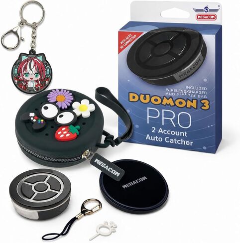 Megacom Duomon3 Pro 2025 1p/2p Pocket Auto Catcher ، IPX7 مقاوم للماء ، يدعم التطبيق القابل للتعديل ، LED/Vibration/Sound ، رابط 65 قدمًا من Bluetooth ، شحن USB-C و Wireless ، ساعة التوصيل التلقائي كلها | مع سلسلة المفاتيح in Kuwait