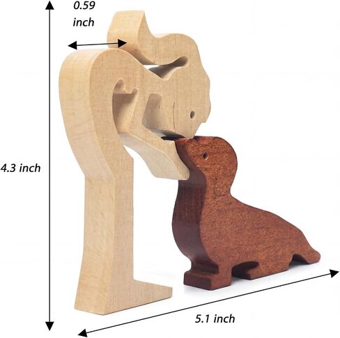 Novabright Cute Girl and Dachshund Dog Statue Decor, Handcrafted Wood Dachshund Figurines Memorial Gifts for Women, Wooden Carving Pet Loss Sympathy Gift for Desk Office Home Decor Housewarming in Saudi Arabia