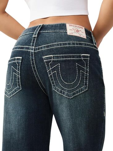True Religion Women’s TR Embroidery Bobbi Baggy Big T – Mid Rise, Relaxed Fit in Kuwait