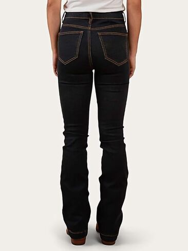 بنطال جينز Flamingals Bootcut للنساء بخصر عالٍ لرفع المؤخرة وأزرار مزدوجة بنطال جينز ضيق مستقيم الساق عصري من قماش الدنيم باللون الأسود مقاس M in Kuwait