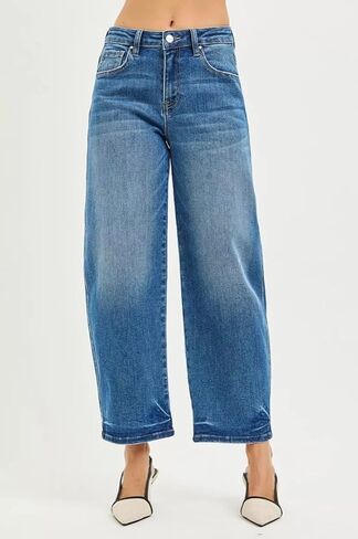 Risen Slouchy Cropped Barrel Jeans- Ivory Gem in Saudi Arabia